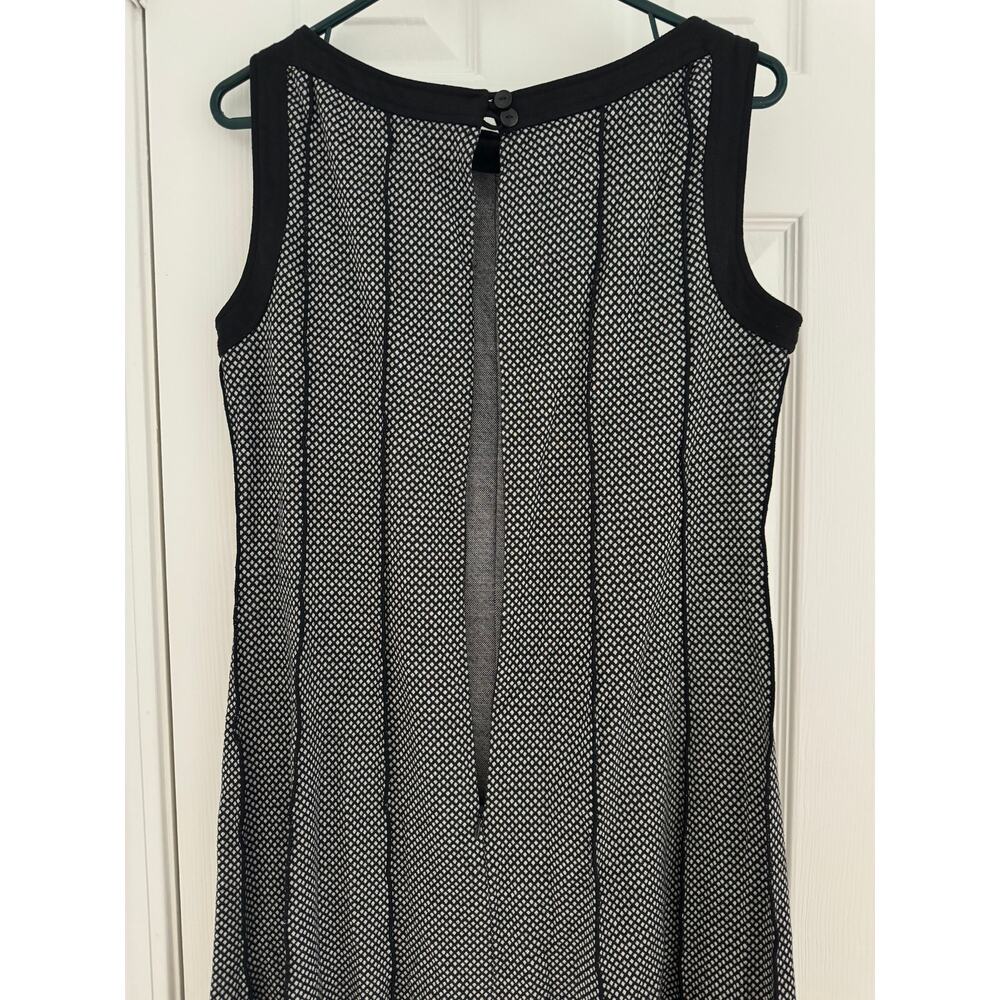 Vintage 90's Sandra Darren Black White Knit Fit & Flare Sleeveless Midi Dress 10 - Picture 11 of 12